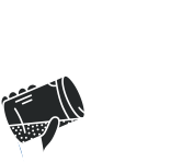 A cheerful stick figure with open arms wearing a shirt that says 'relax.'